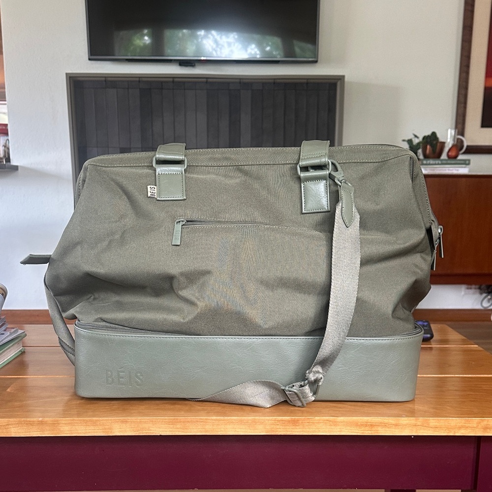 BEIS Olive Green Weekender bag